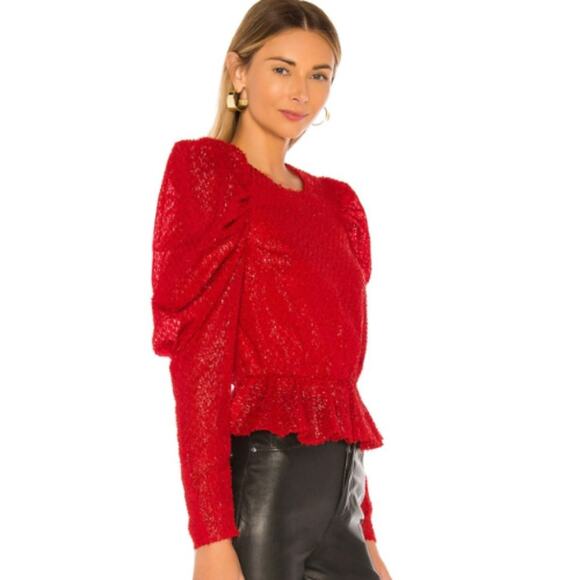 House of Harlow x REVOLVE Darya Blouse in Red NWT Size Small - Picture 3 of 4